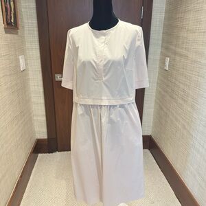 Peserico White Pleated Smocked Midi Dress